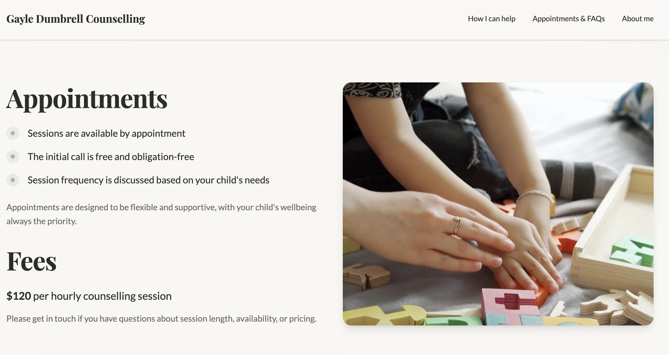 Gayle Dumbrell Counselling appointments