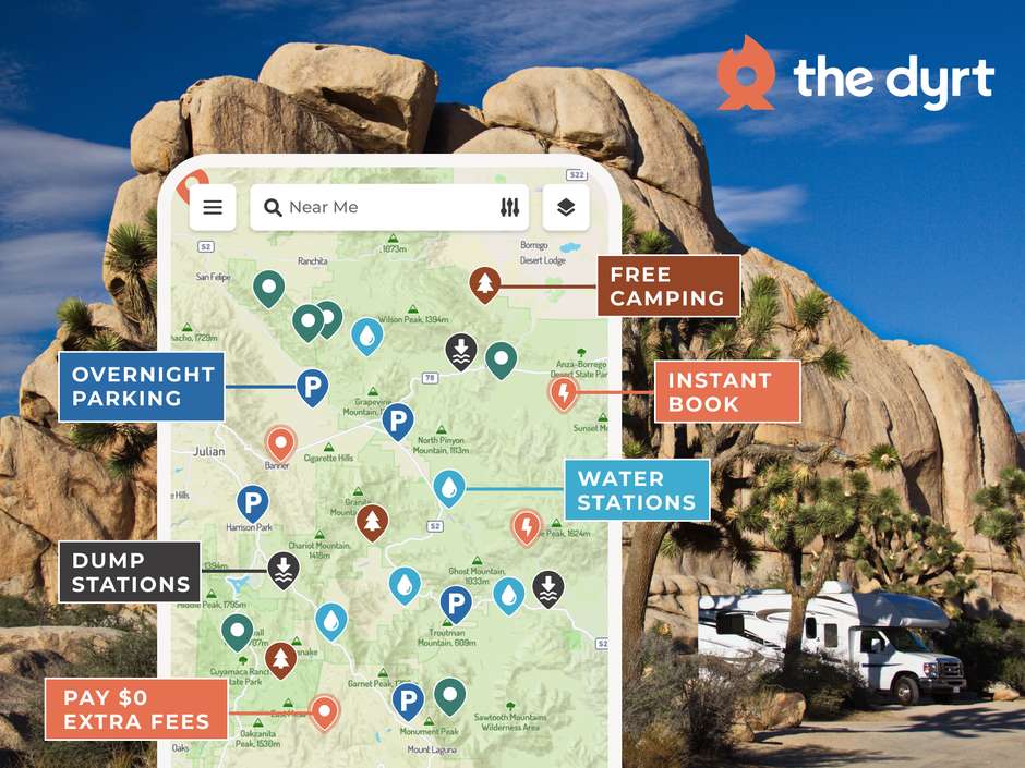 Mobile campsite discovery, map based view