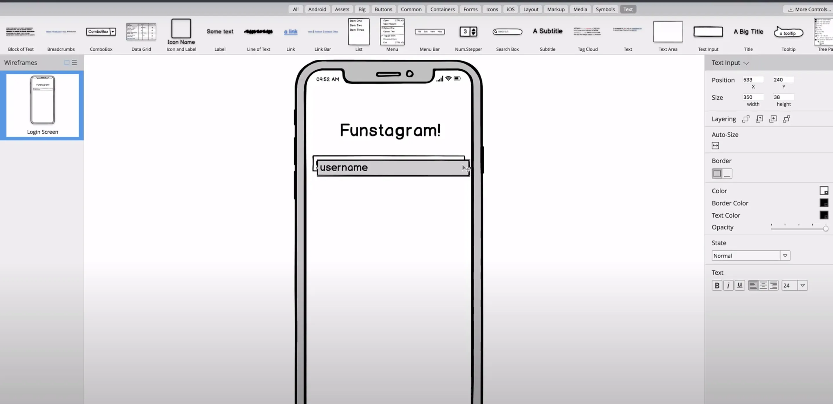 Balsamiq interface screenshot 3