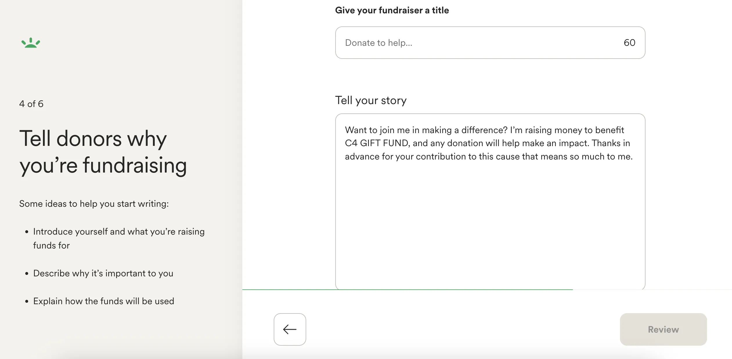 GoFundMe interface screenshot 3