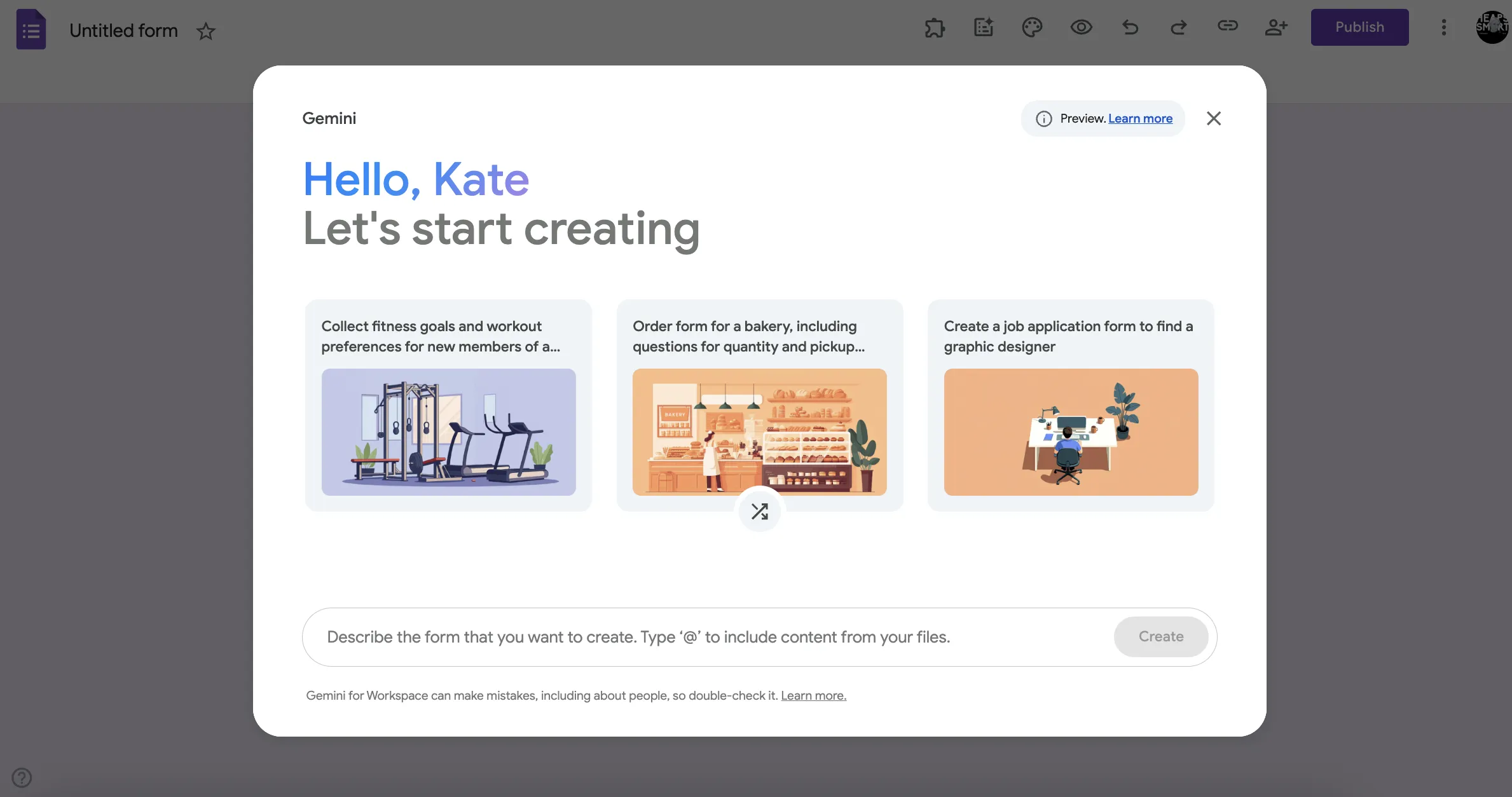 Google Forms interface screenshot 1