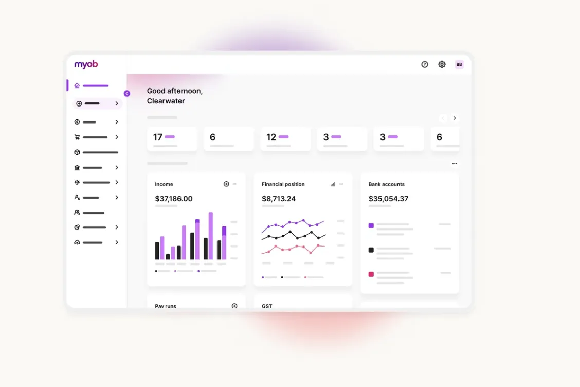 MYOB interface screenshot 1