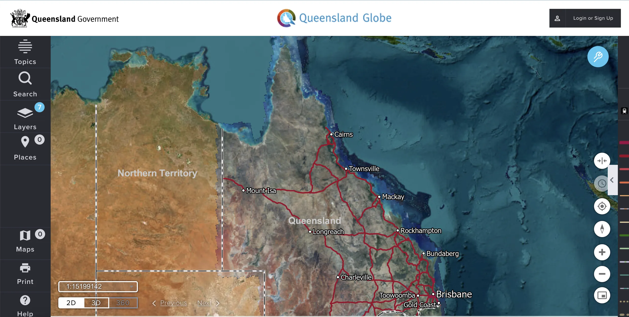 Queensland Globe interface screenshot 1