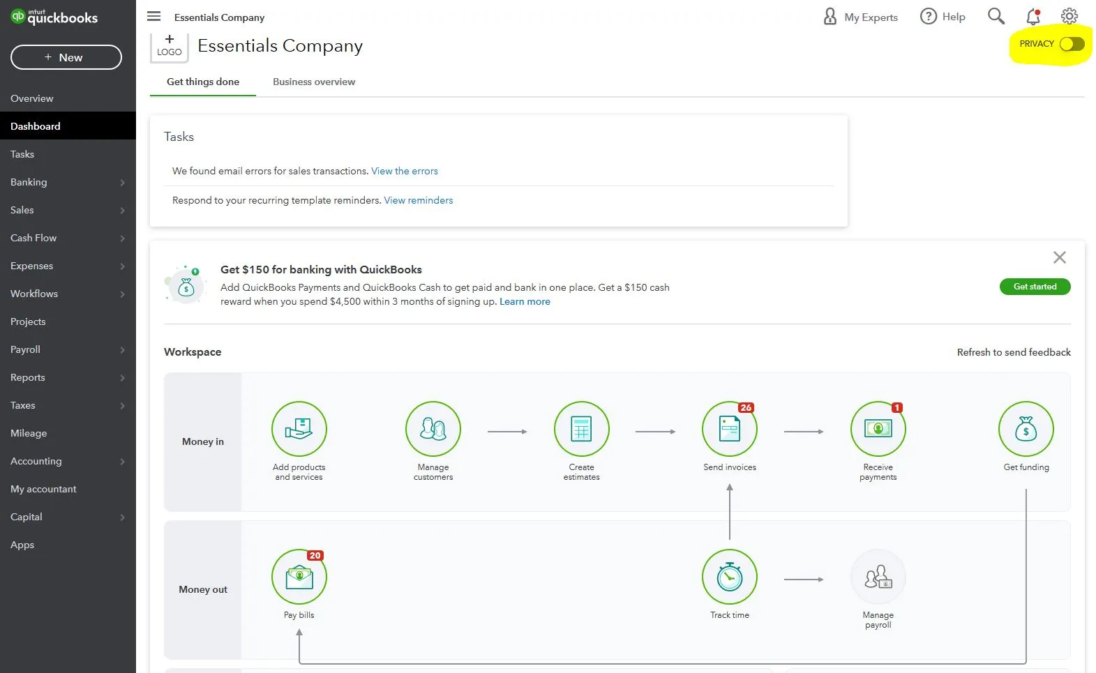 Quickbooks interface screenshot 2