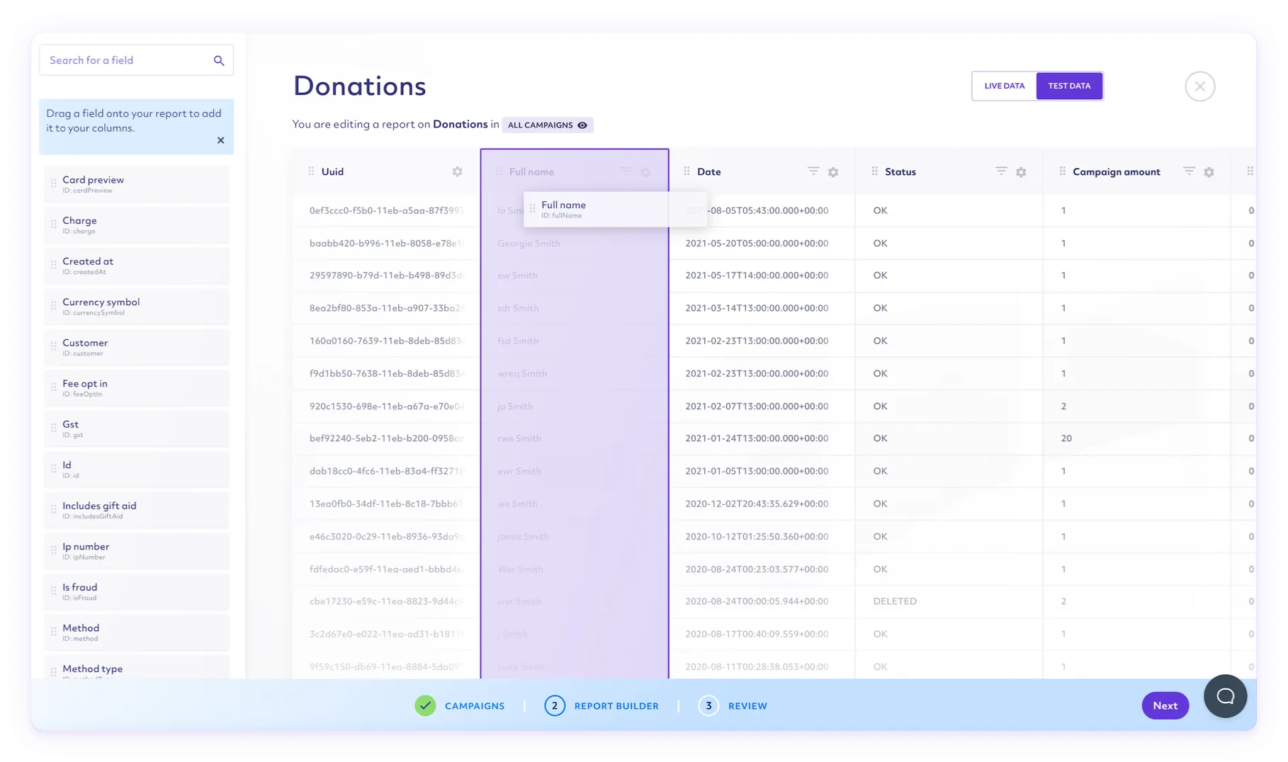 Raisely interface screenshot 3