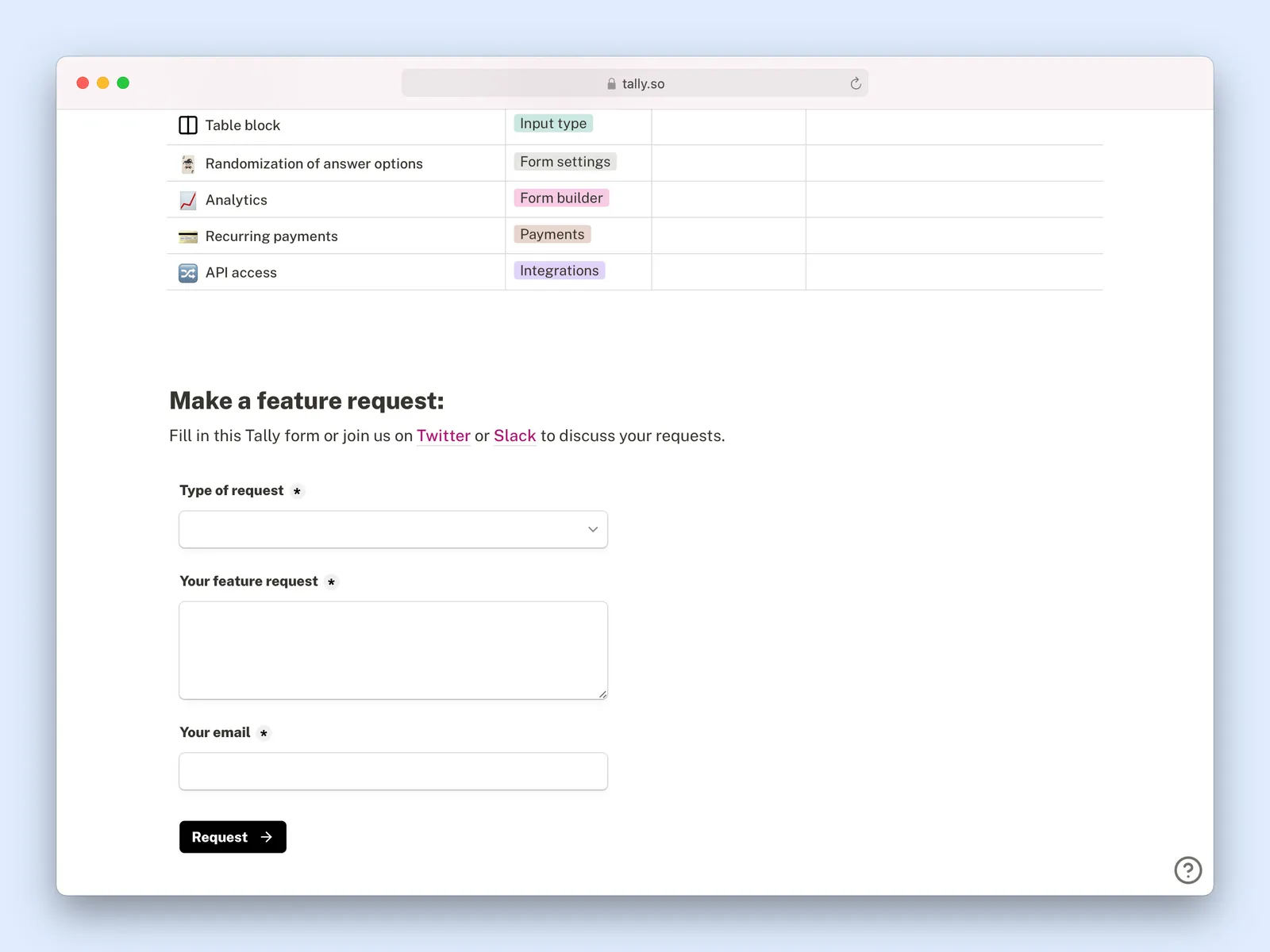 Tally Forms interface screenshot 1