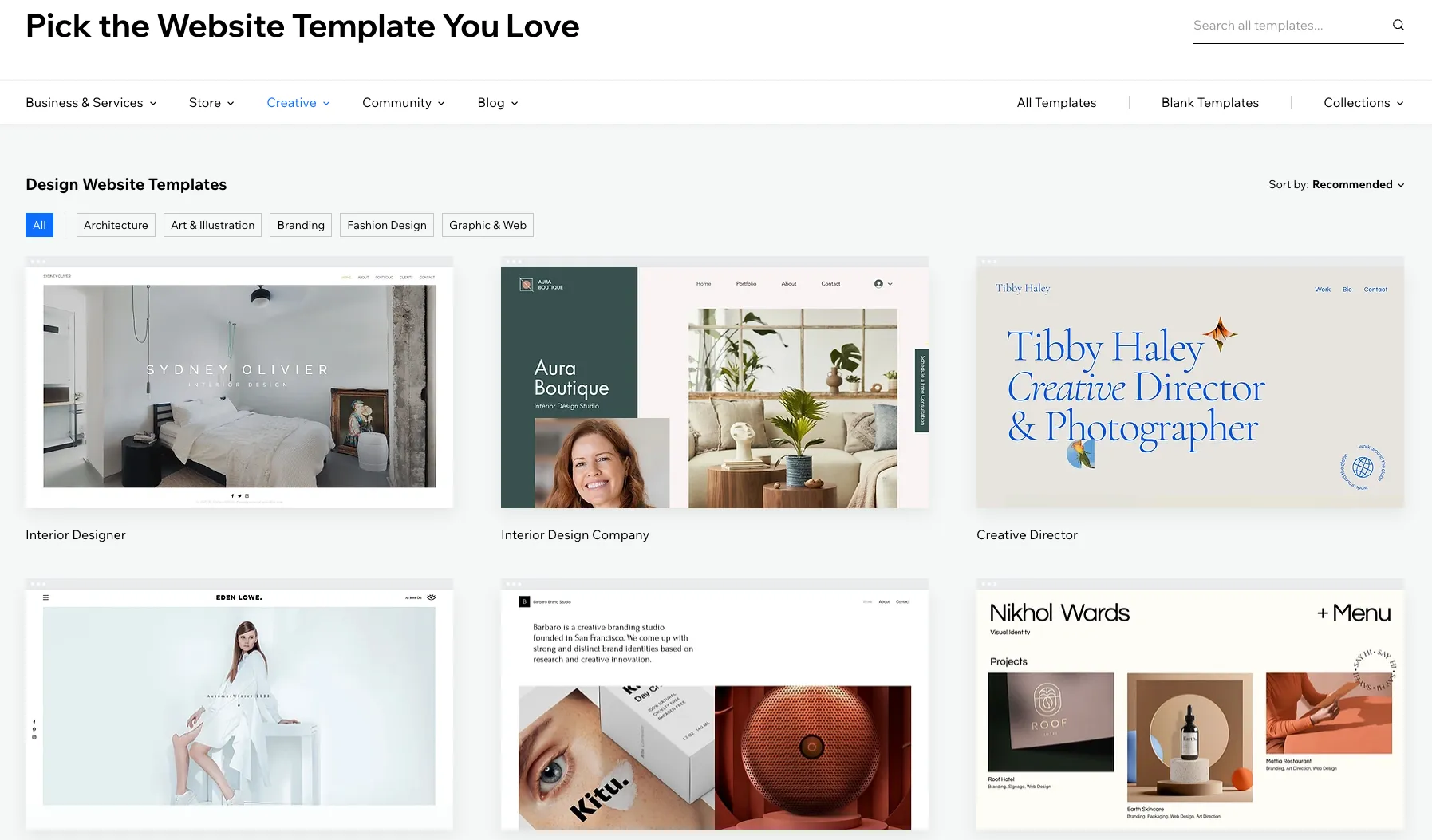 Wix interface screenshot 1