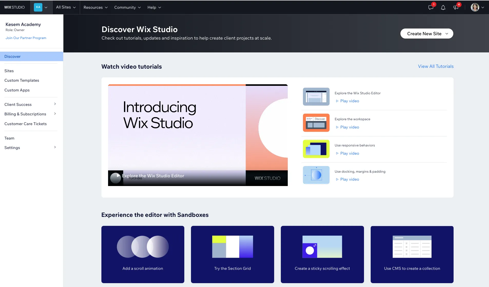 Wix interface screenshot 3