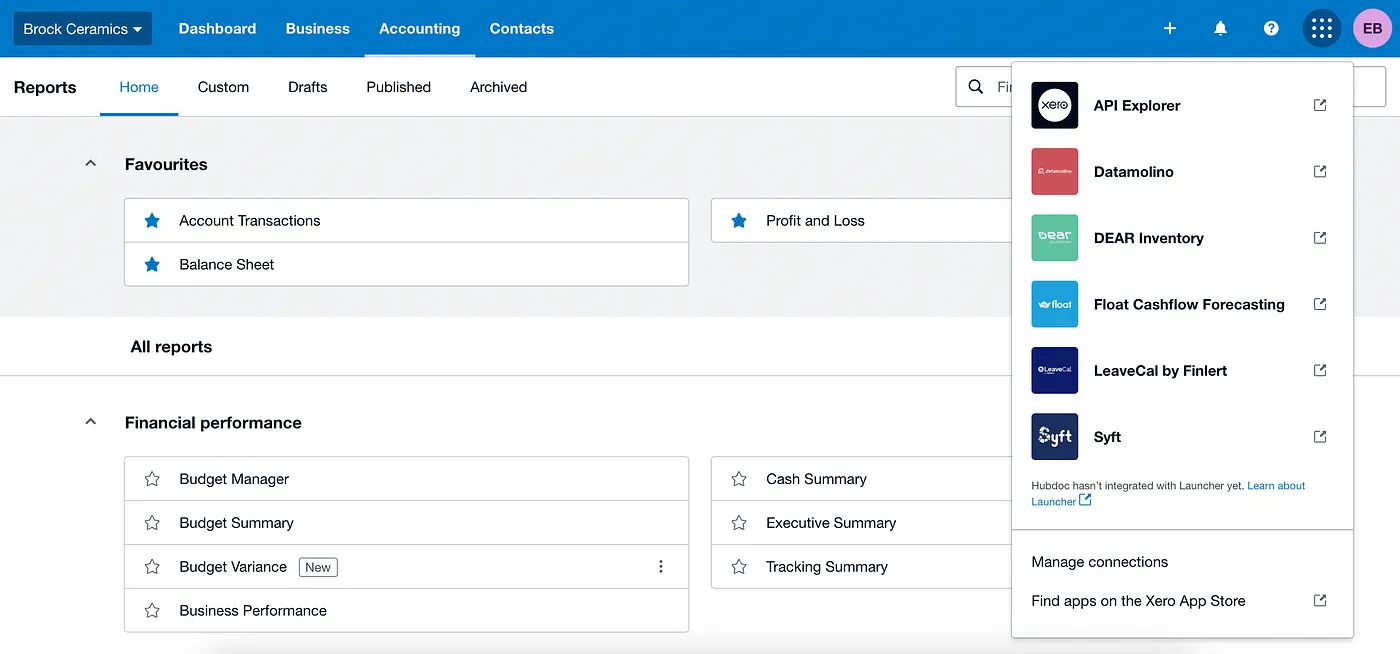 Xero interface screenshot 2
