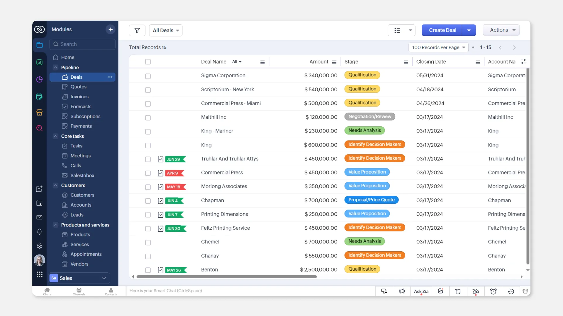 Zoho CRM interface screenshot 2